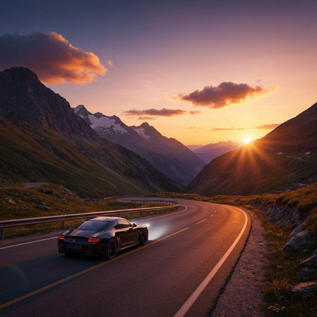 Scenic road trip through mountains